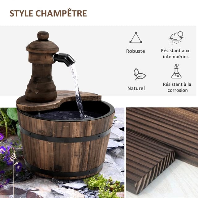 Thumbnail 4 de Outsunny fontaine tonneau Jardin Ø27x37 cm
