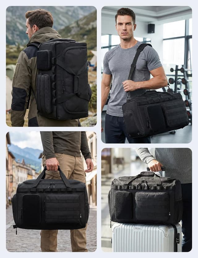 Detalle de BAGZY Sac de sport homme 50L imperméable avec compartiment chaussures et sec/humide, 55x35x25 cm