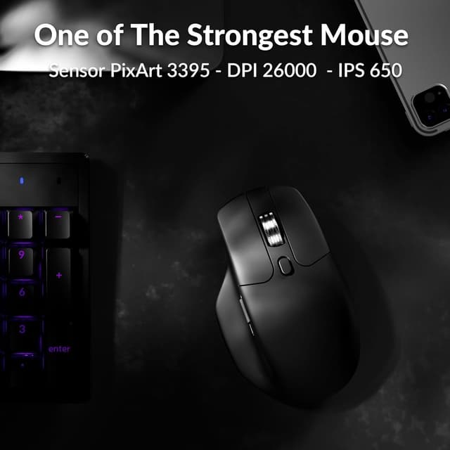 Detalle de Keychron M6 1000 Hz silent wireless optical mouse (Bluetooth 5.1 / 2.4 GHz) with PixArt 3395 sensor