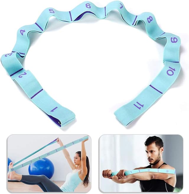 Detalle 2 de DEHUB sangle d’exercice yoga à 11 anneaux avec boucles élastiques pour mobilité, Pilates, danse et fitness