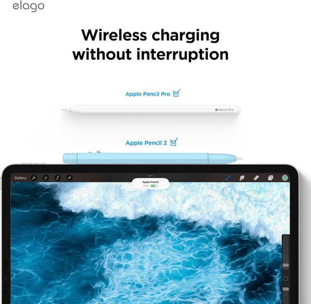 Detalle 1 de elago x MONAMI Coque pour Apple Pencil 2e génération, silicone bleu ciel ✏