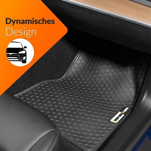 Detalle 2 de Upgrade4cars Auto-Fußmatten-Set für Tesla Model 3 (vorn & hinten) – wasserdichte Gummimatten in Schwarz