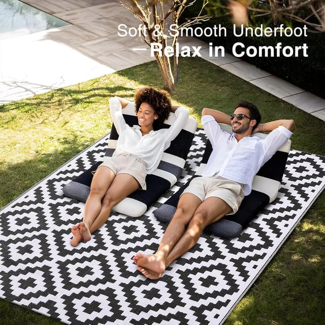 Detalle de OLANLY Waterproof Outdoor Rug 5x8 ft