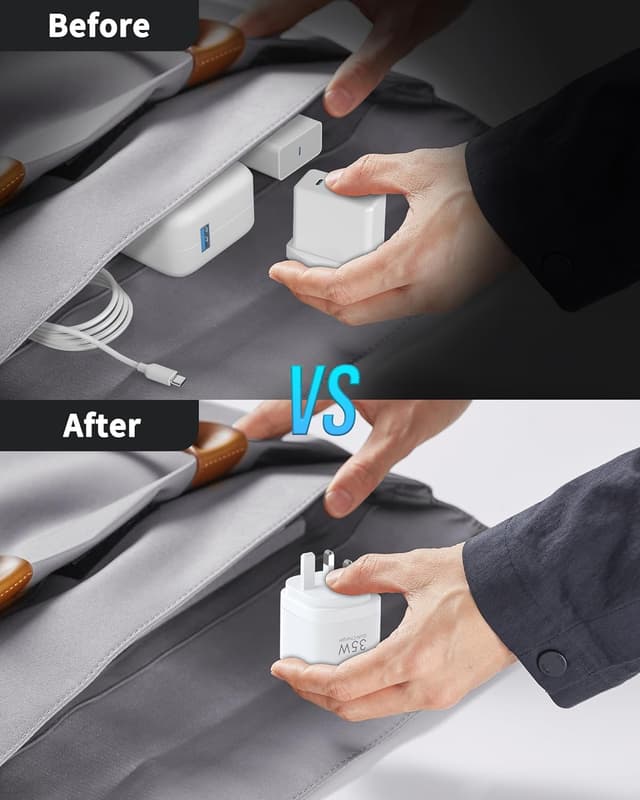 Thumbnail 4 de TOPADRE 35W Retractable USB-C Charger (3 Ports) with Built-in 70cm Cable, White