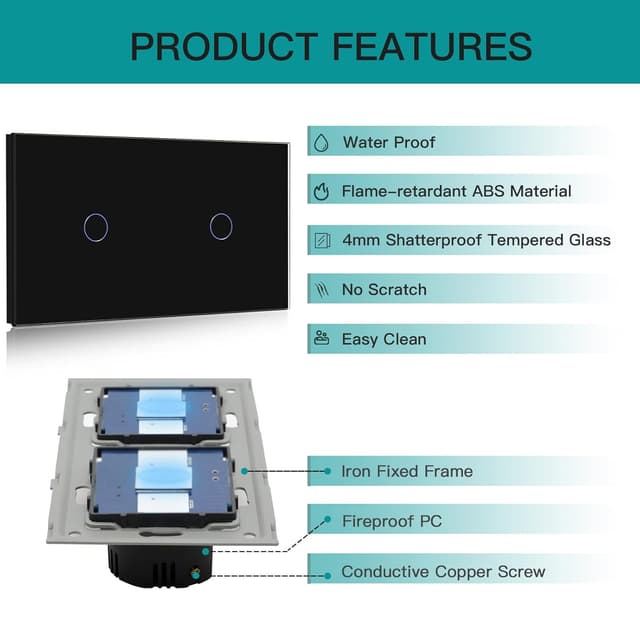 Thumbnail 5 de BSEED Interruptor táctil 1G2V Negro