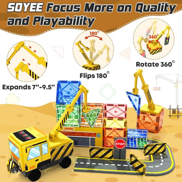 Detalle 2 de Soyee Magnetic Tiles 3+ Magnetic Building Blocks 🧩