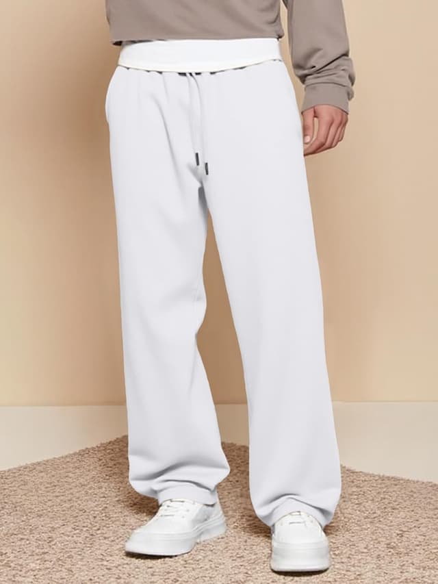 Detalle de JMIERR Herren Casual Baggy Hosen mit breiten Beinen – Lounge-, Gym- und Reise-Sweatpants mit Taschen (S–3XL)