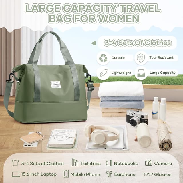 Detalle 2 de Reisetasche Damen Sporttasche 40x30x20 Ryanair Handgepäck – erweiterbar, wasserdicht, mit Nass-/Trockentrennung