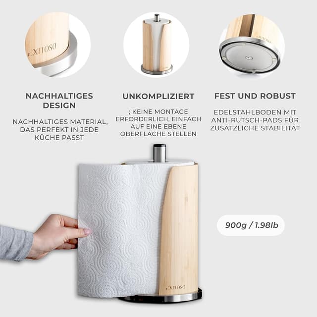 Thumbnail 4 de EXITOSO Portarrollos de Bambú y Acero Inoxidable