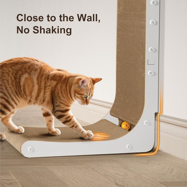 Detalle de Gimars griffoir pour chat en carton en forme de L, 68 cm, à fixer au mur