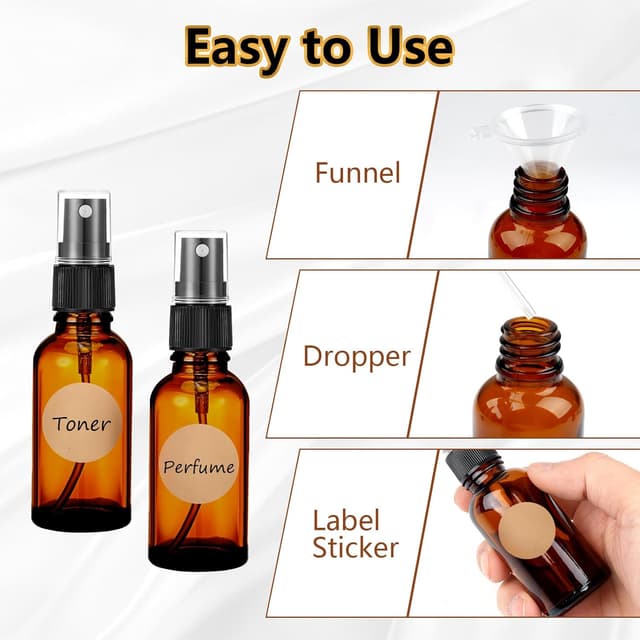 Detalle 2 de 30 ml amber glass mist bottles, 12 pack