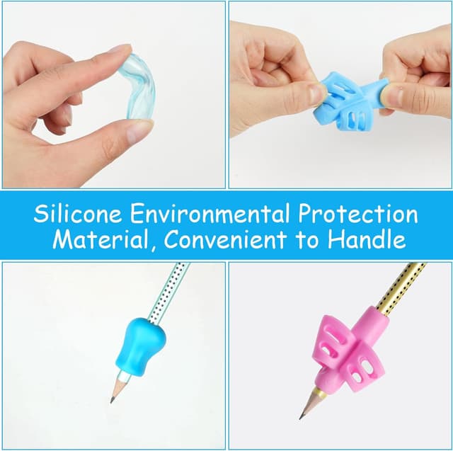 Detalle 2 de Vicloon Impugnatura Matita Bambini, 12 pezzi ergonomici per grip della penna (silicone), multicolore