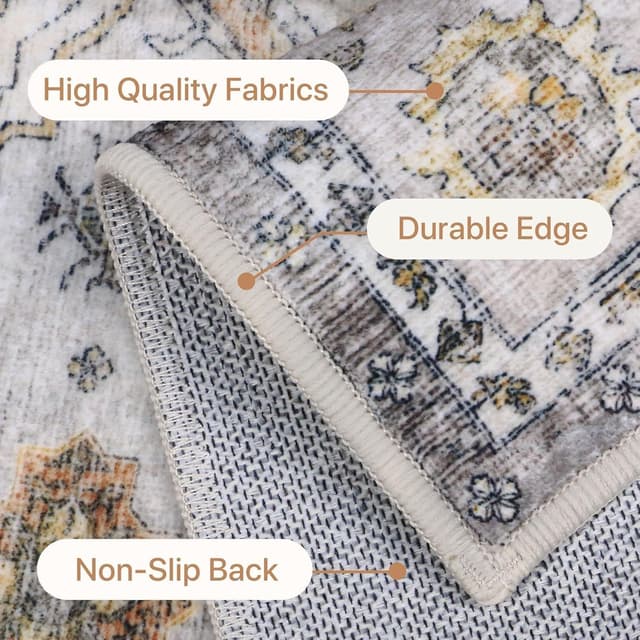 Detalle de GENIMO Rugs Living Room 200x290cm washable short pile non-slip rug in beige