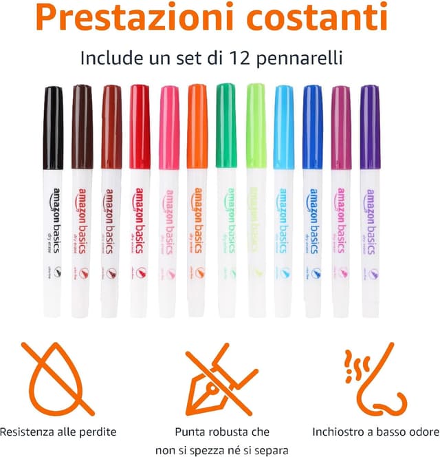 Detalle 2 de Amazon Basics Pennarelli lavagna 12 pezzi 🖊