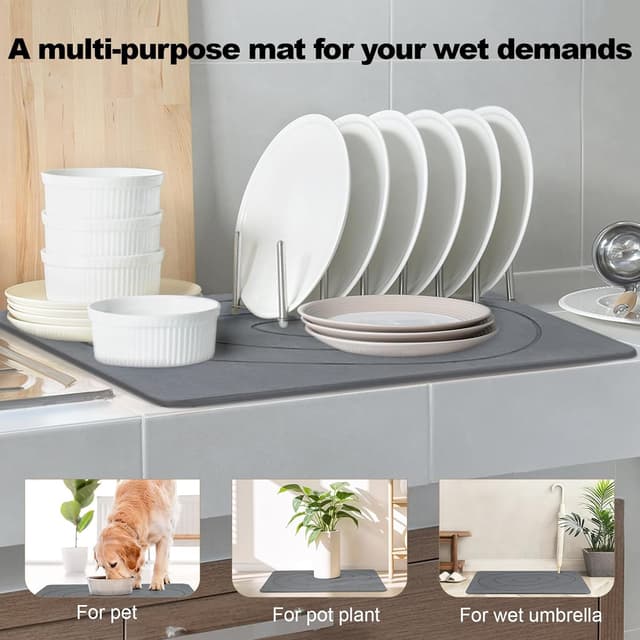 Detalle 2 de Feilifan Stein Badematte aus Kieselgur (Kieselgur-Duschmatte), oval, 60 x 38 cm, grau