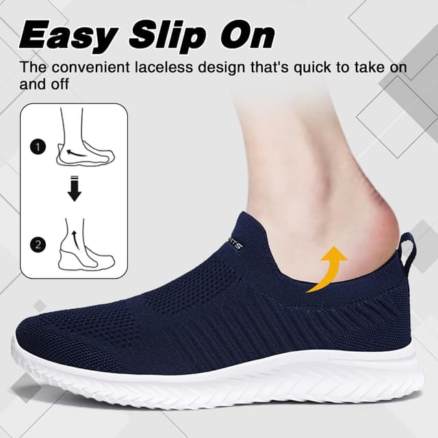 Detalle 2 de Slip-on Trainers for Men & Women – Nordic Walking, Breathable Mesh & Lightweight Work Shoes