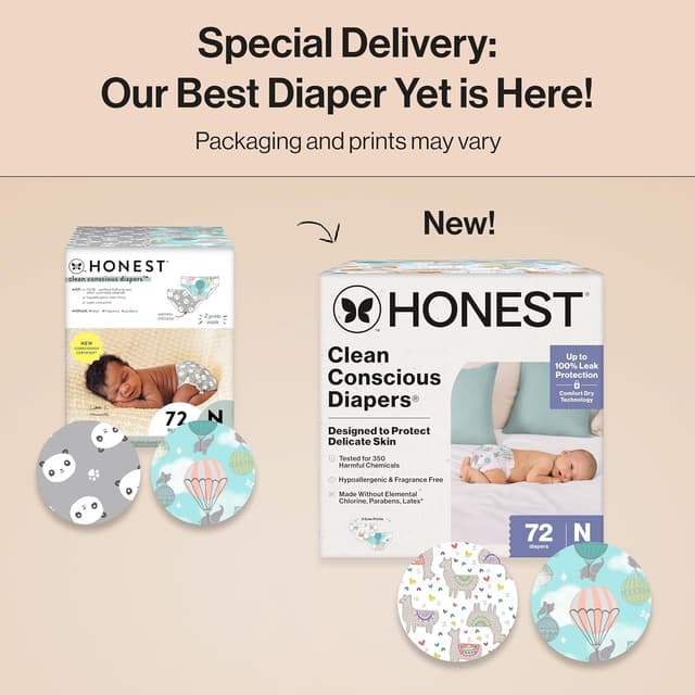 Thumbnail 1 de Honest Clean Conscious Newborn Diapers 72ct