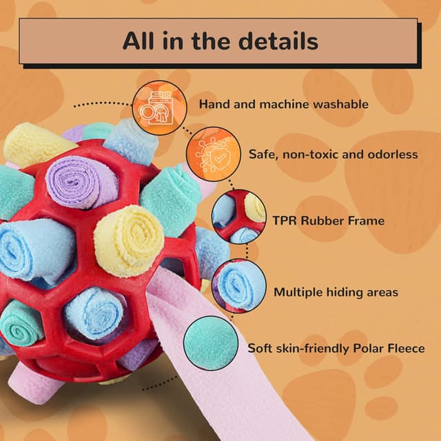 Detalle de Larimuer Schnüffelball für Hunde (Schnüffelteppich/Schnüffelspielzeug) in Rosa & Macaron