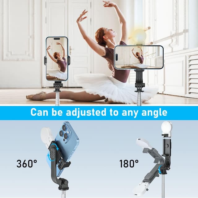 Thumbnail 6 de POWOMAO Selfie Stick Tripod with Fill Light 125cm