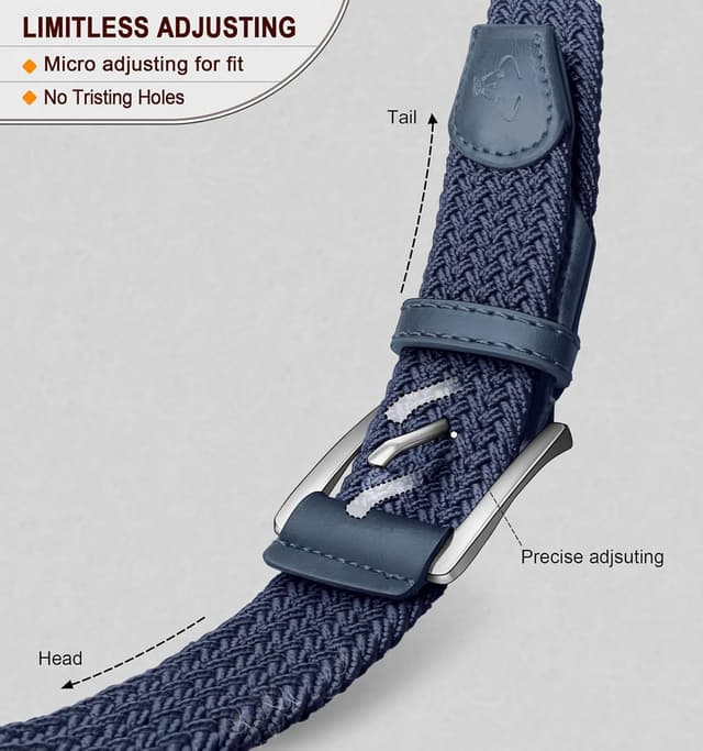 Detalle de BULLIANT cintura elastica intrecciata da uomo con fibbia in lega di zinco, 35 mm