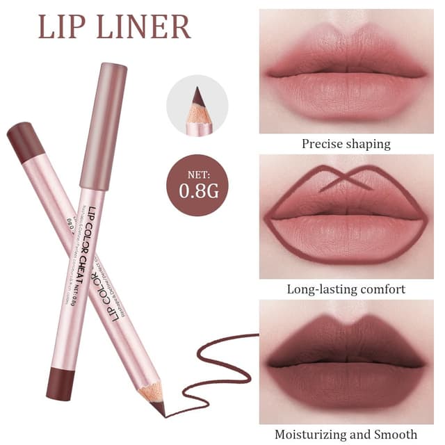 Detalle 2 de LOPHE Lippenstift Matt Lipgloss Set (3-in-1) mit Lipliner, Nr. 3 Rotbraun