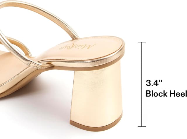 Detalle de Miorap Square Open Toe Heels: Strappy Square-Toe Block Heeled Sandals for Women