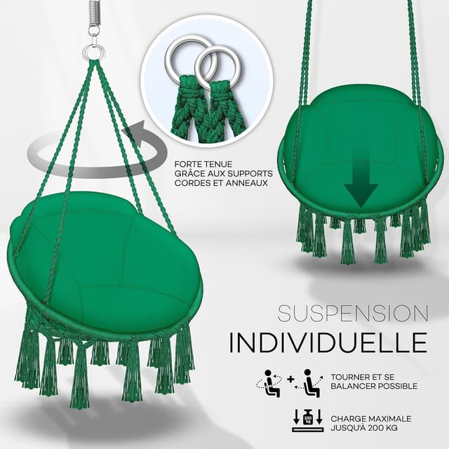 Detalle de tillvex Hamac Chaise Suspendu 200 kg