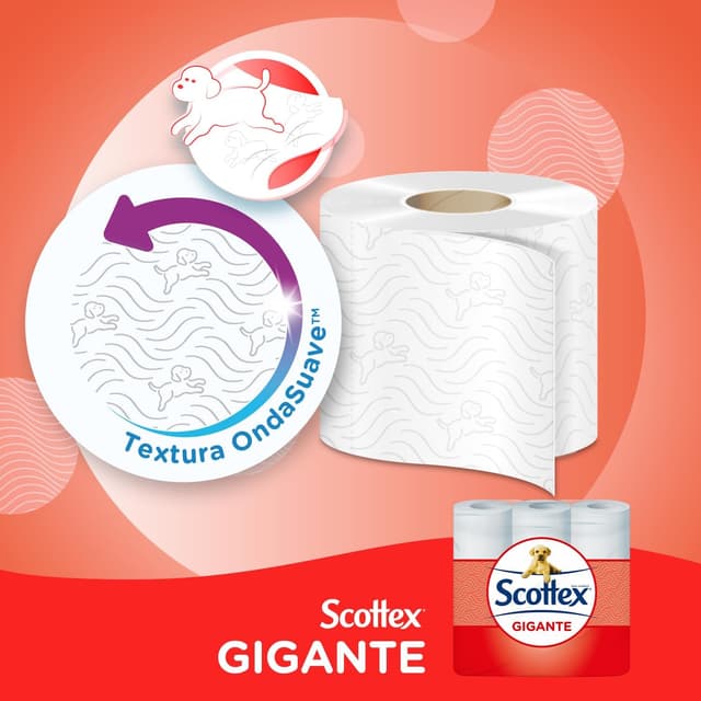 Thumbnail 2 de Scottex Gigante Papel Higiénico Seco, 18 Rollos 🧻