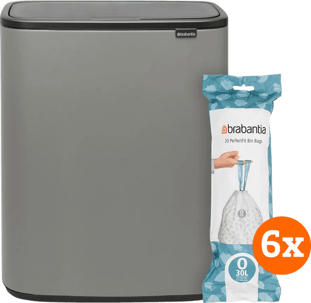 Detalle de Brabantia Bo Touch Bin 2 x 30 Liter Mineralbeton-Grau