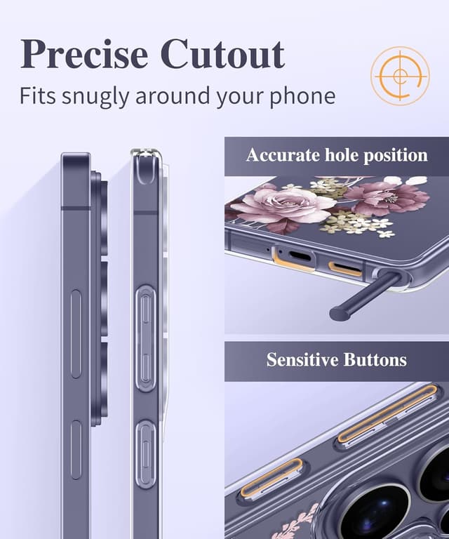 Thumbnail 6 de GVIEWIN Clear Floral Slim Shockproof Case for Samsung Galaxy S26 Ultra (6.9") — Includes Screen & Camera Lens Protectors