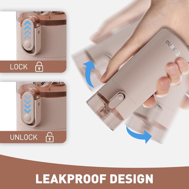 Detalle de Exllena Small Water Bottle 150ml with Straw (Small Flask) – Leak-Proof One-Hand Lid