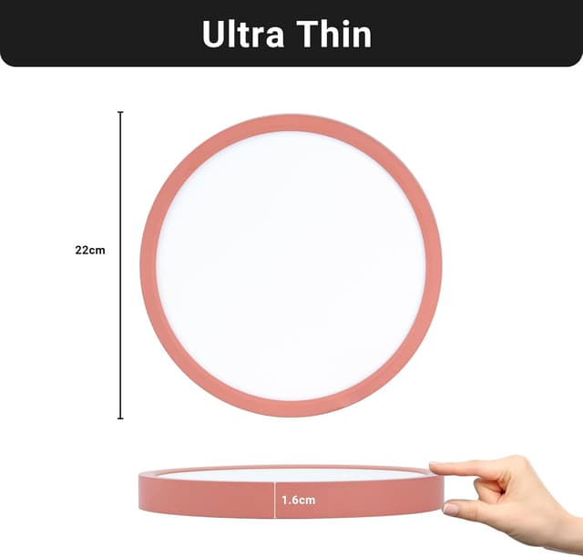 Detalle de LQWELL® Ultradünne LED-Deckenleuchte (IP44) 18 W, 6.500 K, 1,6 cm Bauhöhe – für Bad, Balkon & Küche