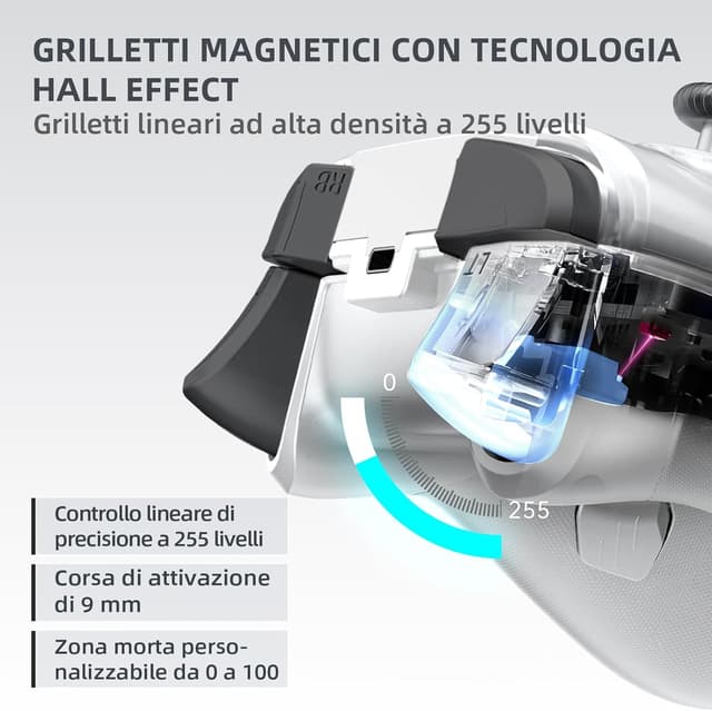 Detalle de Machenike G5PROMAXSE: controller Bluetooth con base di ricarica e joystick a effetto Hall