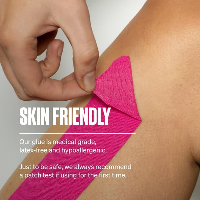 Detalle de SPORTTAPE Original Kinesiology Tape 5cm x 5m (Pink) – hypoallergenic, waterproof sports physio tape