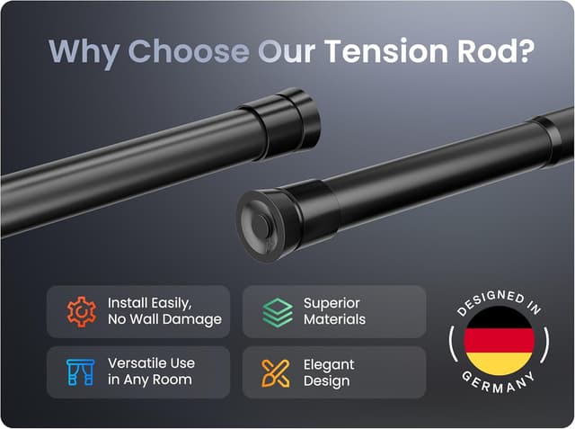 Detalle 2 de MEISENBERG Tringle Rideau Sans Percage 50–80 cm Noir