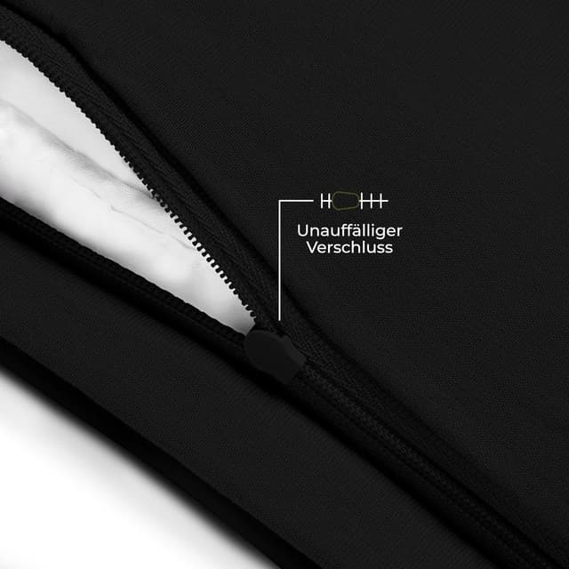 Detalle 2 de Dreamzie Kissenbezug aus 100% Bio-Baumwolle, 80x80 cm im 2er-Set (schwarz) mit Reißverschluss