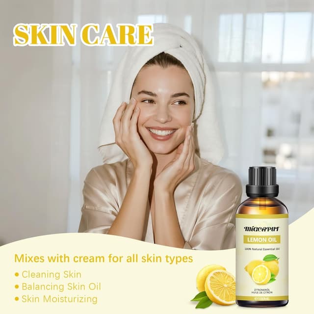 Detalle de Migcaput Ätherisches Zitronenöl (100 ml) – kaltgepresst, 100% naturrein für Diffuser & Raumduft