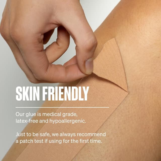 Detalle de SPORTTAPE Original Kinesiology Tape 5cm x 5m (Beige) – hypoallergenic, waterproof physio tape roll