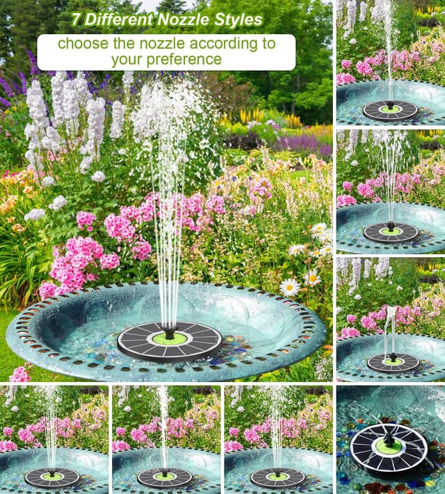 Detalle de SZMP Solar Springbrunnen 3,5W Glas-Teichpumpe mit 7 Düsen und 4 Rohren für Garten, Teich & Vogelbad (weiß)