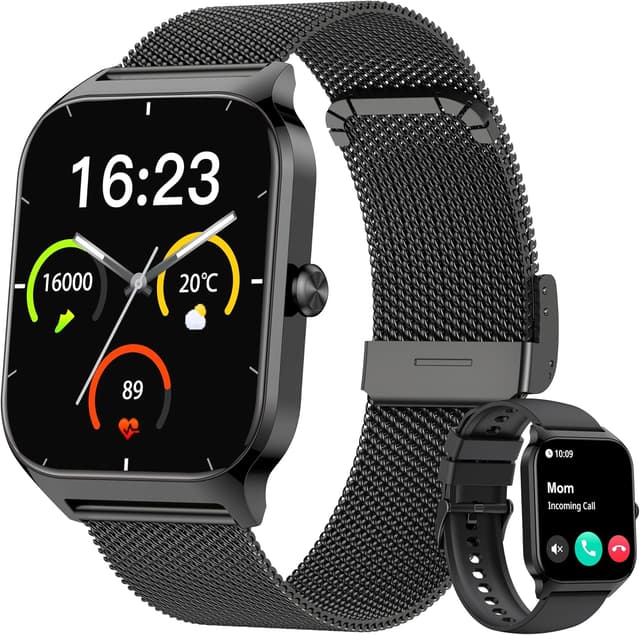 Detalle de Popglory Smartwatch P125 mit Telefonfunktion – Gesundheitsmonitor, 1,85" HD-Display & Fitnessuhr