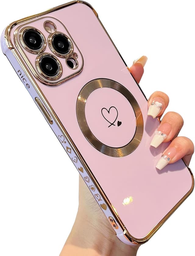 Detalle de ZTOFERA Magnetische Hülle für iPhone 14 Pro Max mit MagSafe-Funktion und Herzmuster (lila)