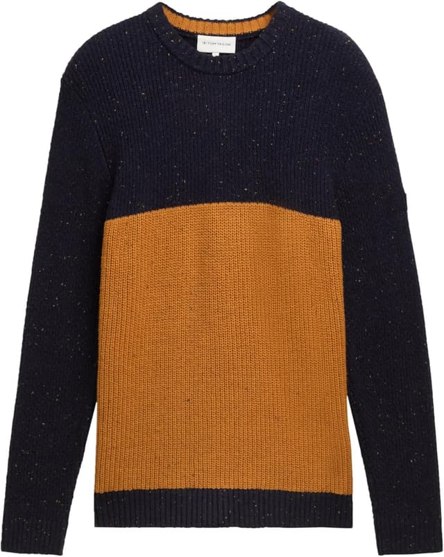 Detalle de TOM TAILOR Pullover da uomo in jersey testurizzato con logo sulla manica