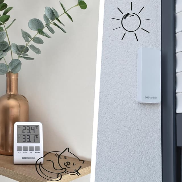 Detalle 2 de SCS Sentinel DigiThermo HCN0062 : thermomètre digital intérieur/extérieur avec portée 60 m et double affichage