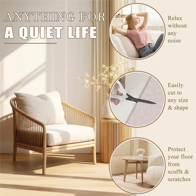 Thumbnail 4 de Yelanon Felt Furniture Pads 56 pcs 25 & 50 mm