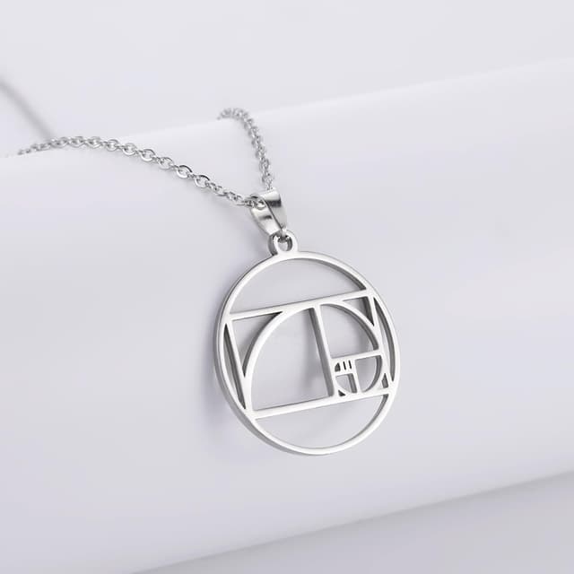 Detalle de VASSAGO Fibonacci-Sequenz Halskette mit Golden-Ratio-Spirale – geometrische Mathematik-Schmuckkette als Geschenk