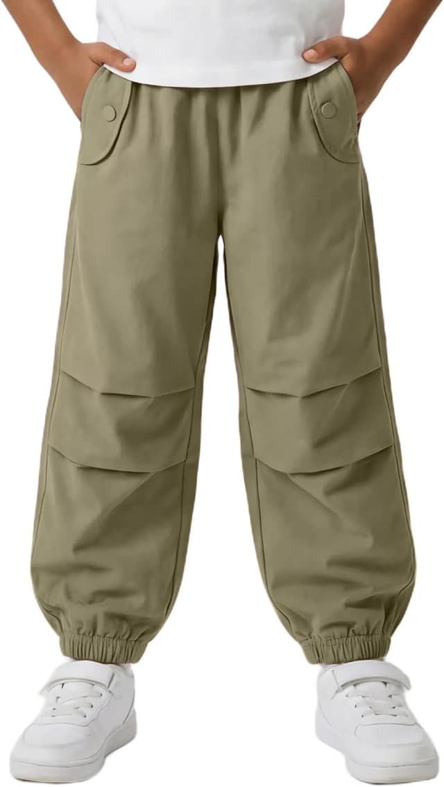 Detalle de JiAmy Boys Cargo Trousers (5–14 years) Elasticated Waist Parachute Jogging Pants
