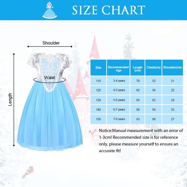 Thumbnail 6 de URAQT Mädchen Prinzessin-Kostüm Kleid 130