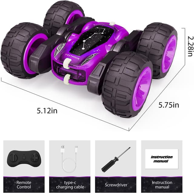 Thumbnail 6 de Tecnock 2.4GHz RC Stunt Car for Kids (4WD, 360° Rotates & Flips) with USB-C Charging