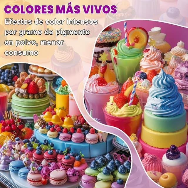 Detalle de ERCorArt Lebensmittelfarbe Pulver – 8 Farben (5 g je Farbe), essbare Puderfarbe für Torten, Fondant, Macarons & mehr