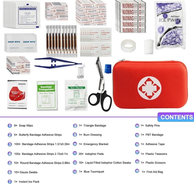 Detalle 2 de Car First Aid Kits 275-Piece EVA Emergency Kit for Home, Travel, and Hiking